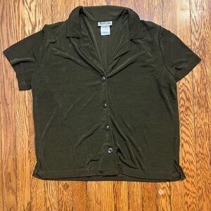 Vintage Nina Piccalino Dark Green Button-Down Shirt